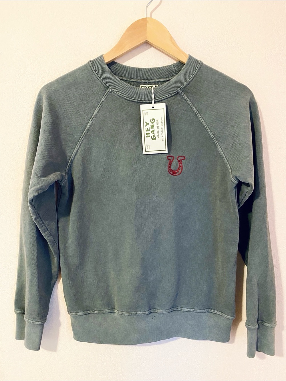 NWT Hey Gang The Sweatshirt Gray with embroidered horseshoe XS
